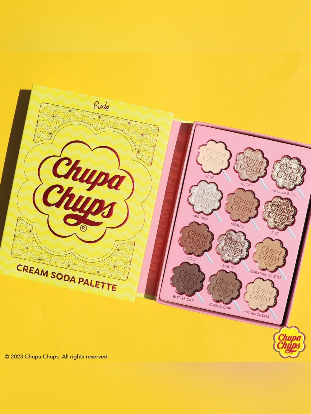 Rude Chupa Chups Cream Soda Eyeshadow Palette- mattes & shimmers, neutral, vegan